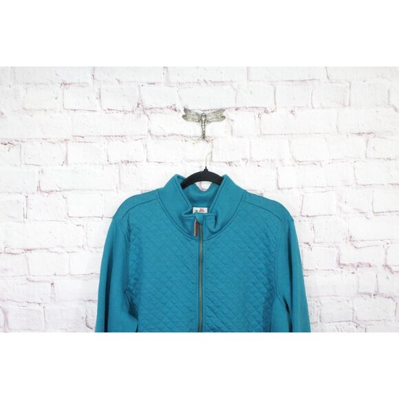 LL Bean Quilted Full Zip Sweatshirt Deep Turquoise 3X Plus - Picture 2 of 12